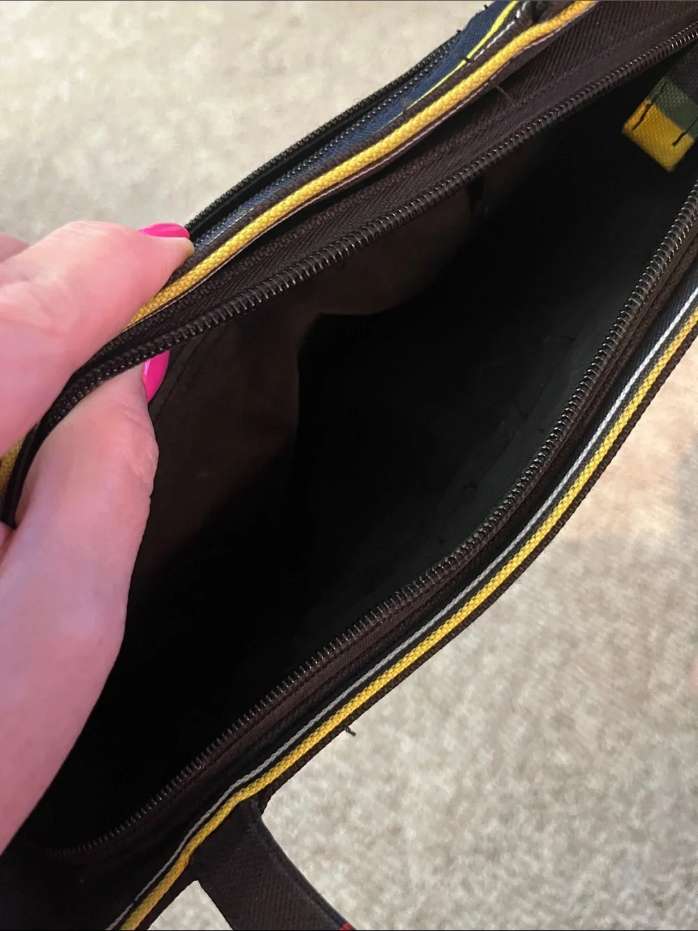 kate spade Striped Canvas Shoulder Bag in Red, Navy, Green, Yellow, Brown, Black